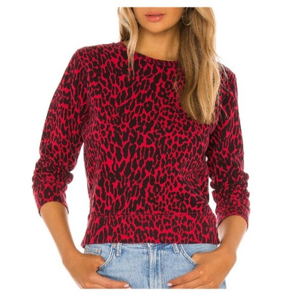 Mother The 3/4 Sleeve Koozie Sweatshirt Red Animal Print Radioactive Paws Small - Picture 1 of 15
